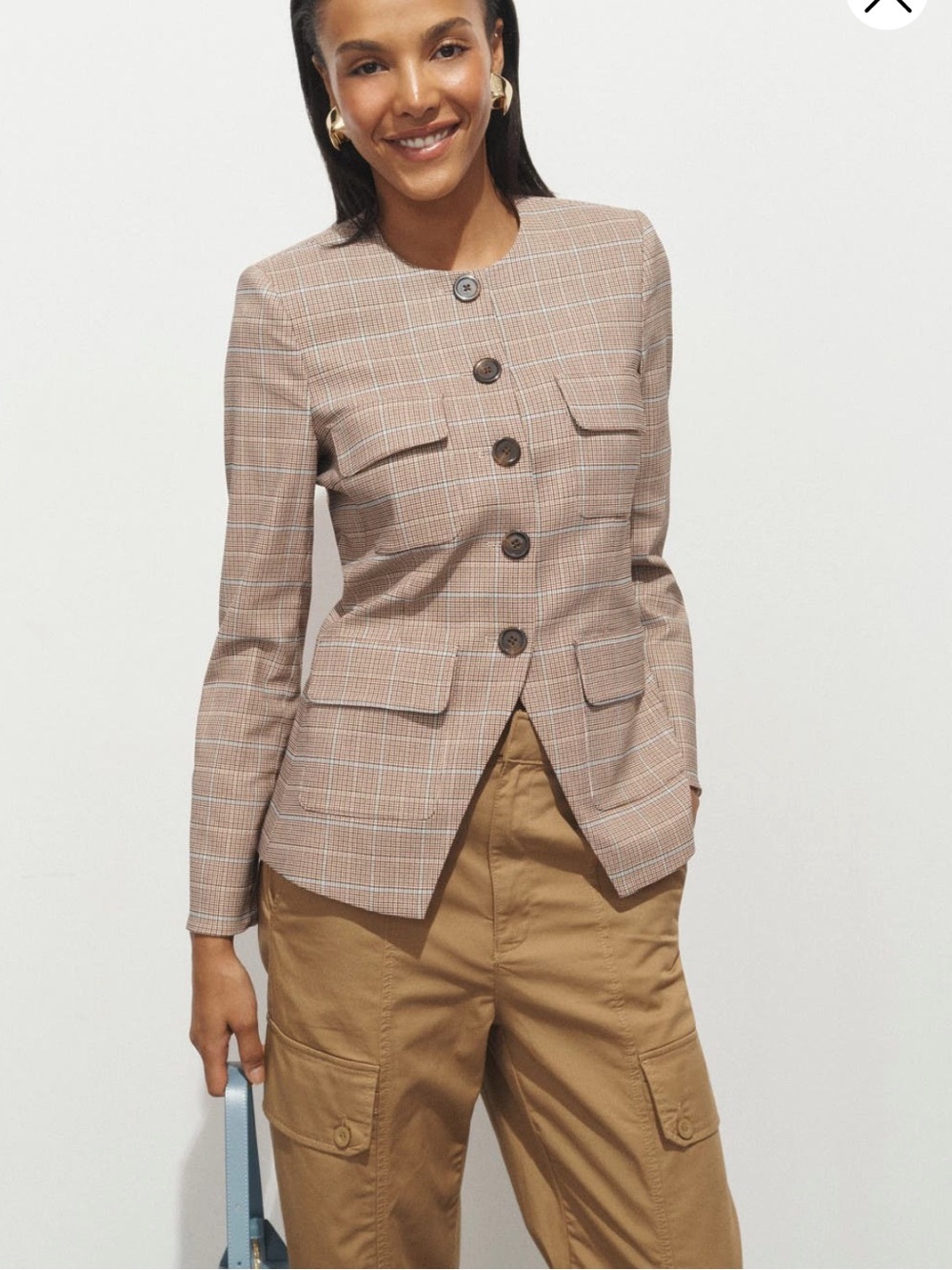 Veronica Beard Women's Natural Orrin Plaid Blazer Size 10 $797